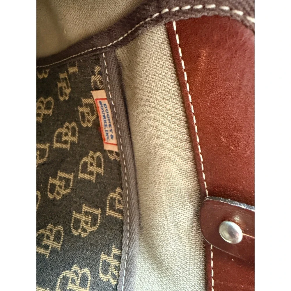 Dooney & Bourke Purse Women's Brown Monogram Tassel Canvas Leather Trim Vintage - Picture 7 of 13